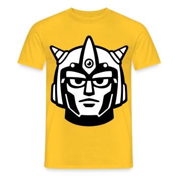 Doomforge Roboter Gesichtshelm - Männer T-Shirt - Gelb - Vorne - AI Model Male 178 dark (178cm)