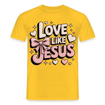 love like jesus - Men's T-Shirt - yellow - Front - AI Model Male 178 dark (178cm)