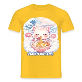 Kawaii Cat Ramen Nouilles Anime Chat - T-shirt homme - jaune - Devant - AI Model Male 178 dark (178cm)