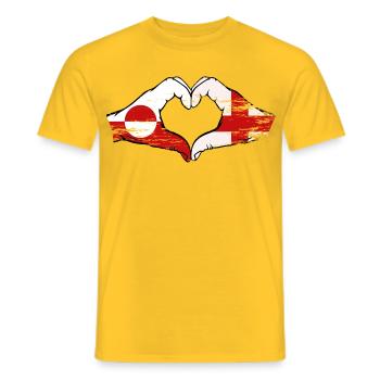 Greenland England flag hands heart shape used - Men's T-Shirt - yellow - Front - AI Model Male 178 dark (178cm)