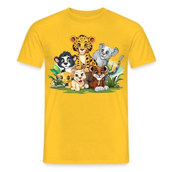 Tierfreunde im Dschungel - Männer T-Shirt - Gelb - Vorne - AI Model Male 178 dark (178cm)