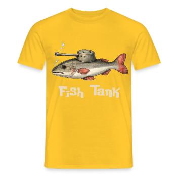Fish Tank – Funny Fish Word Game - Men's T-Shirt - yellow - Front - AI Model Male 178 dark (178cm)