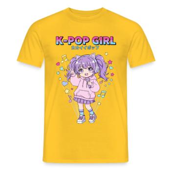 K-POP GIRL Anime Korean Music Cute Kpop Fans - Men's T-Shirt - yellow - Front - AI Model Male 178 dark (178cm)