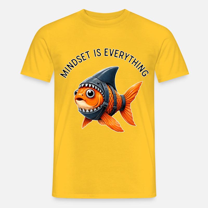 Mindset Fisch – Sei der Hai - Männer T-Shirt - Gelb