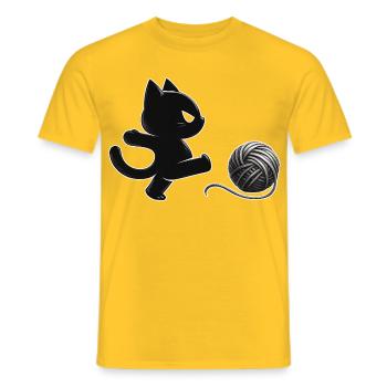 Wütende Katze tritt Wollknäuel – Lustiges Katzenmo - T-shirt homme - jaune - Devant - AI Model Male 178 dark (178cm)