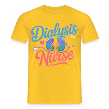 Dialysis Nurse Design - Men's T-Shirt - yellow - Front - AI Model Male 178 dark (178cm)