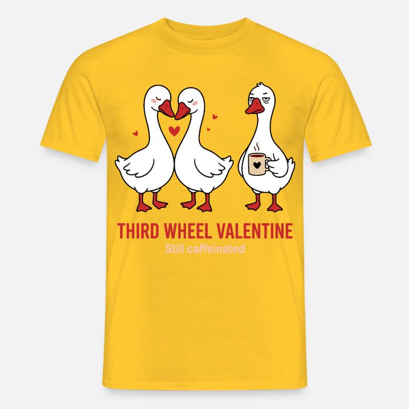 Third Wheel Valentine - Single Kaffee Design - Männer T-Shirt - Gelb