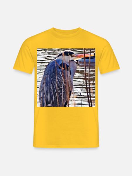 Graureiher am See - Naturfotografie Wildlife - Männer T-Shirt - Gelb