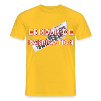 MANUFACTURING ERROR - Men's T-Shirt - yellow - Front - AI Model Male 178 dark (178cm)