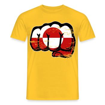 Poing du drapeau du Groenland utilisé - T-shirt homme - jaune - Devant - AI Model Male 178 dark (178cm)