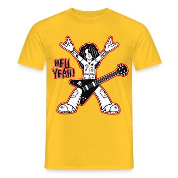 Hell yes Cartoon-Rock-Gitarrist - Männer T-Shirt - Gelb - Vorne - AI Model Male 178 dark (178cm)