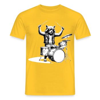 Rocker Raccoon Metal Heavy Metal Hardrock Design - Men's T-Shirt - yellow - Front - AI Model Male 178 dark (178cm)
