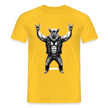 Rocker Wild Boar Metal Heavy Metal Hard Rock - Men's T-Shirt - yellow - Front - AI Model Male 178 dark (178cm)