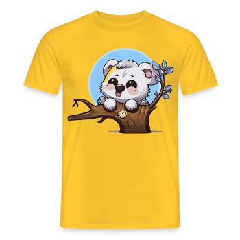 Kleiner Panda auf Ast mit Uhr - Männer T-Shirt - Gelb - Vorne - AI Model Male 178 dark (178cm)