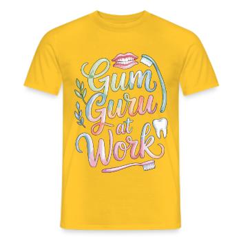 Periodontist Gum Guru At Work Dental Health Care - Men's T-Shirt - yellow - Front - AI Model Male 178 dark (178cm)