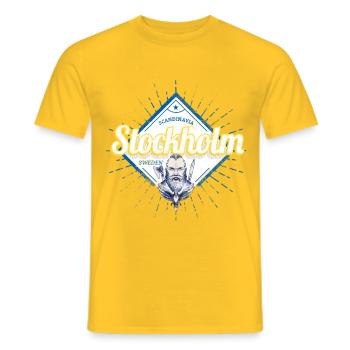 Capitale de Stockholm, Suède, souvenir viking - T-shirt homme - jaune - Devant - AI Model Male 178 dark (178cm)