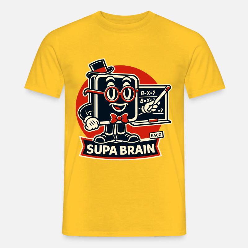 Supa Brain Brain Math Hero - T-shirt uomo - giallo