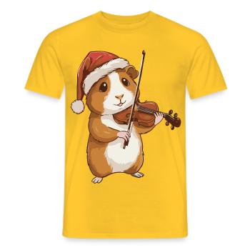 Cobaye de Noël Animal jouant du violon - T-shirt homme - jaune - Devant - AI Model Male 178 dark (178cm)