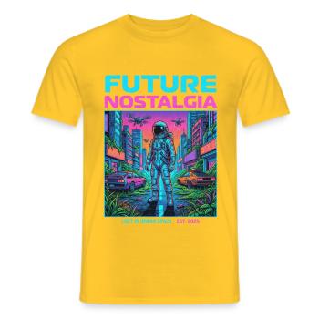 Nostalgia for the future of the space city - Men's T-Shirt - yellow - Front - AI Model Male 178 dark (178cm)
