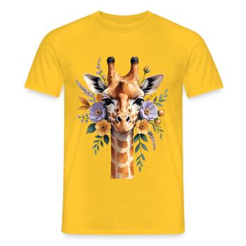 Giraffe mit Blütenkranz - Männer T-Shirt - Gelb - Vorne - AI Model Male 178 dark (178cm)