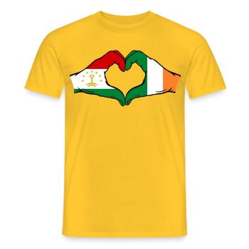 Tajikistan Ireland Flag Hands Heart Shape - Men's T-Shirt - yellow - Front - AI Model Male 178 dark (178cm)