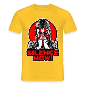 Silence. Maintenant, repose-toi et pars, je veux ma paix. - T-shirt homme - jaune - Devant - AI Model Male 178 dark (178cm)