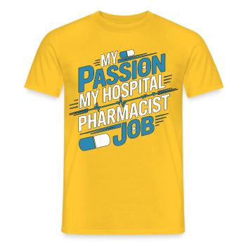 Pharmacien hospitalier Ma passion Ma pharmacie - T-shirt homme - jaune - Devant - AI Model Male 178 dark (178cm)