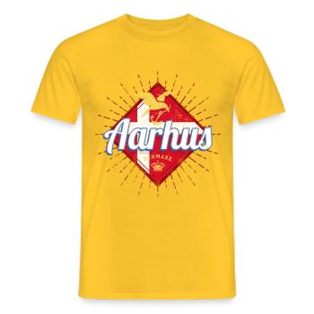 Aarhus City Denmark Retro Seagull Vintage Souvenir - Men's T-Shirt - yellow - Front - AI Model Male 178 dark (178cm)