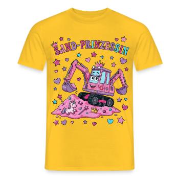 Sand Princess: Pink Excavator - Men's T-Shirt - yellow - Front - AI Model Male 178 dark (178cm)