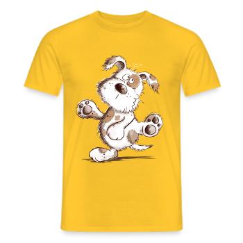 Chien dansant drôle amour chien amoureux - T-shirt homme - jaune - Devant - AI Model Male 178 dark (178cm)