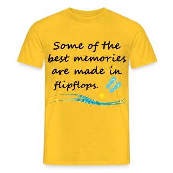 Les meilleurs souvenirs créés à Flipflops Beach - T-shirt homme - jaune - Devant - AI Model Male 178 dark (178cm)