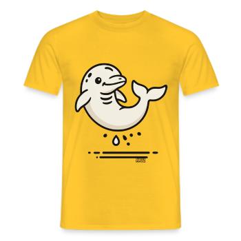 Niedlicher Delfin im Comic Stil - Männer T-Shirt - Gelb - Vorne - AI Model Male 178 dark (178cm)