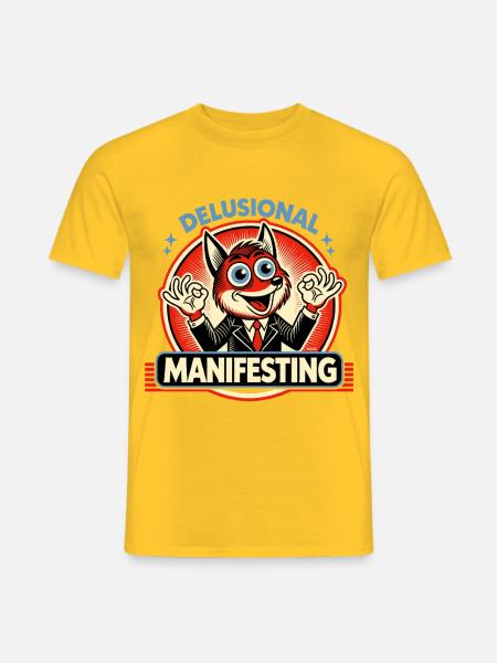 Realitätsfern Manifestieren Comic Figur Fuchs - Männer T-Shirt - Gelb