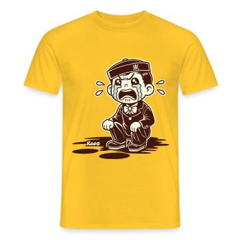 Der tränenreiche Uniform-Junge-Cartoon - Männer T-Shirt - Gelb - Vorne - AI Model Male 178 dark (178cm)