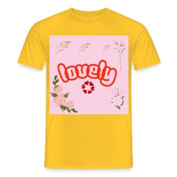 Lucky Neon Floral on Pink - Men's T-Shirt - yellow - Front - AI Model Male 178 dark (178cm)