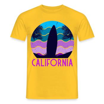 California Surfboard Shirt Retro Ocean Wave Tee - Männer T-Shirt - Gelb - Vorne - AI Model Male 178 dark (178cm)