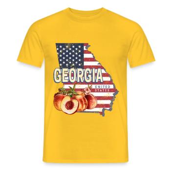 Souvenir vintage américain de Géorgie des États-Unis - T-shirt homme - jaune - Devant - AI Model Male 178 dark (178cm)