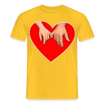 Holding hands heart - Men's T-Shirt - yellow - Front - AI Model Male 178 dark (178cm)