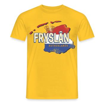 Friesland Niederlande Landkarte Holland Sovenir - Männer T-Shirt - Gelb - Vorne - AI Model Male 178 dark (178cm)