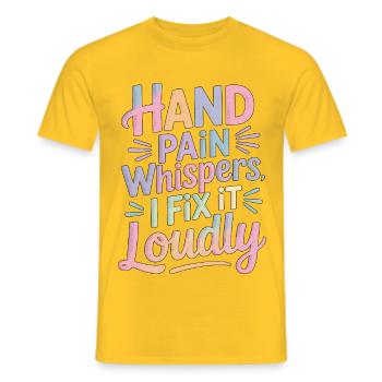 Hand Therapist Hand Pain Whispers Physiotherapist - Männer T-Shirt - Gelb - Vorne - AI Model Male 178 dark (178cm)