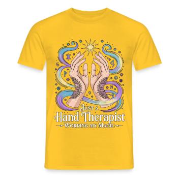 Just A Hand Therapist Health Worker Hand Therapist - Men's T-Shirt - yellow - Front - AI Model Male 178 dark (178cm)