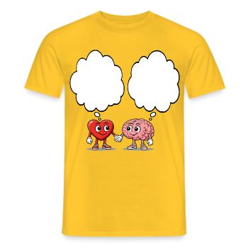 Heart and brain holding hands - Men's T-Shirt - yellow - Front - AI Model Male 178 dark (178cm)