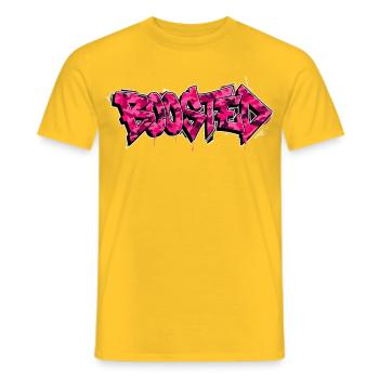 Boosted Tuning Auto Turbo Szene Fan Shirt Sticker - Männer T-Shirt - Gelb - Vorne - AI Model Male 178 dark (178cm)