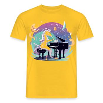 Mondzauber Licorne au piano - T-shirt homme - jaune - Devant - AI Model Male 178 dark (178cm)