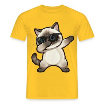 Dabbing Siamese Cat - Men's T-Shirt - yellow - Front - AI Model Male 178 dark (178cm)