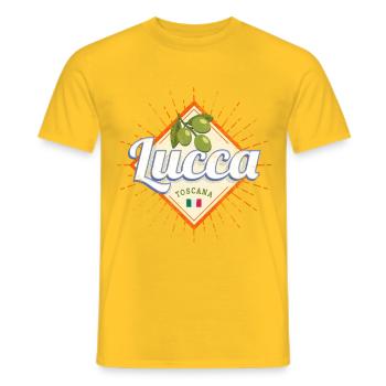 Souvenir vintage des olives à Lucca, Toscane, Italie - T-shirt homme - jaune - Devant - AI Model Male 178 dark (178cm)