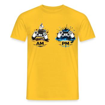 AM Kaffee PM Gaming - Männer T-Shirt - Gelb - Vorne - AI Model Male 178 dark (178cm)