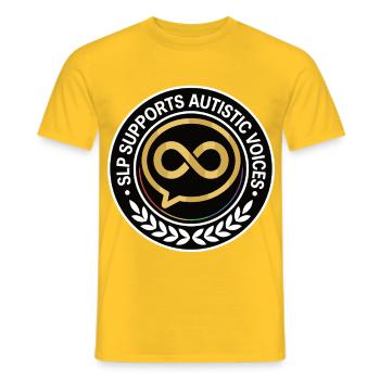 SLP Supports Autistic Voices Motif - Men's T-Shirt - yellow - Front - AI Model Male 178 dark (178cm)