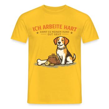 Je travaille dur pour que mon chien se sente bien - T-shirt homme - jaune - Devant - AI Model Male 178 dark (178cm)