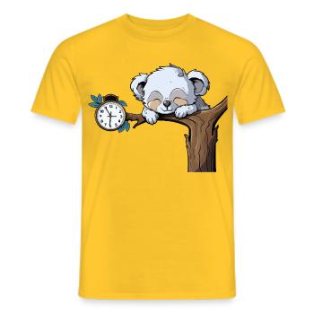 Sleeping koala on the clock branch - Men's T-Shirt - yellow - Front - AI Model Male 178 dark (178cm)